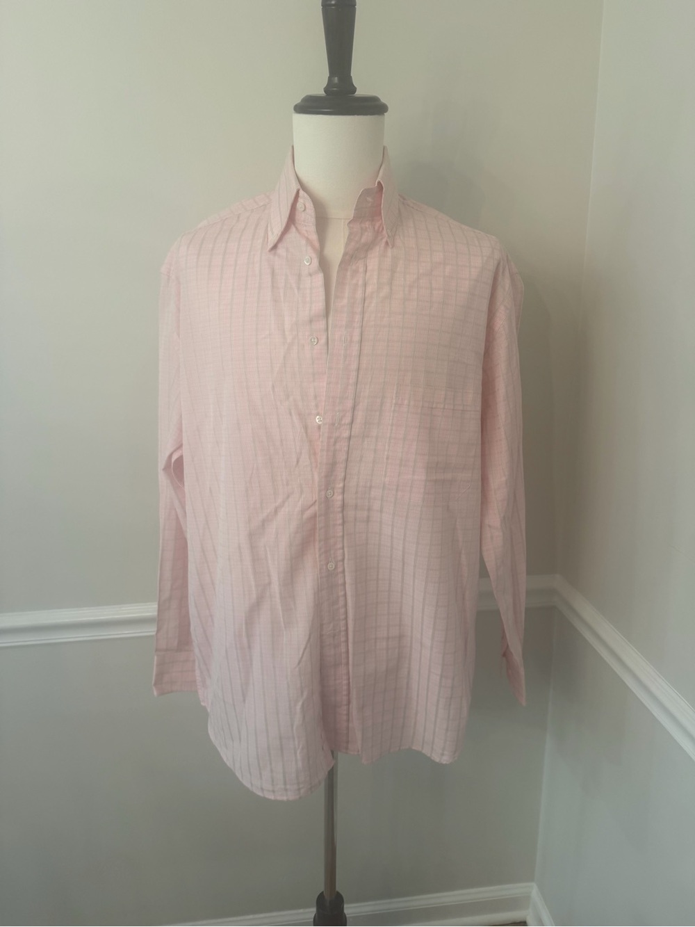 Canali pink windowpane button down polo- Size 43x17